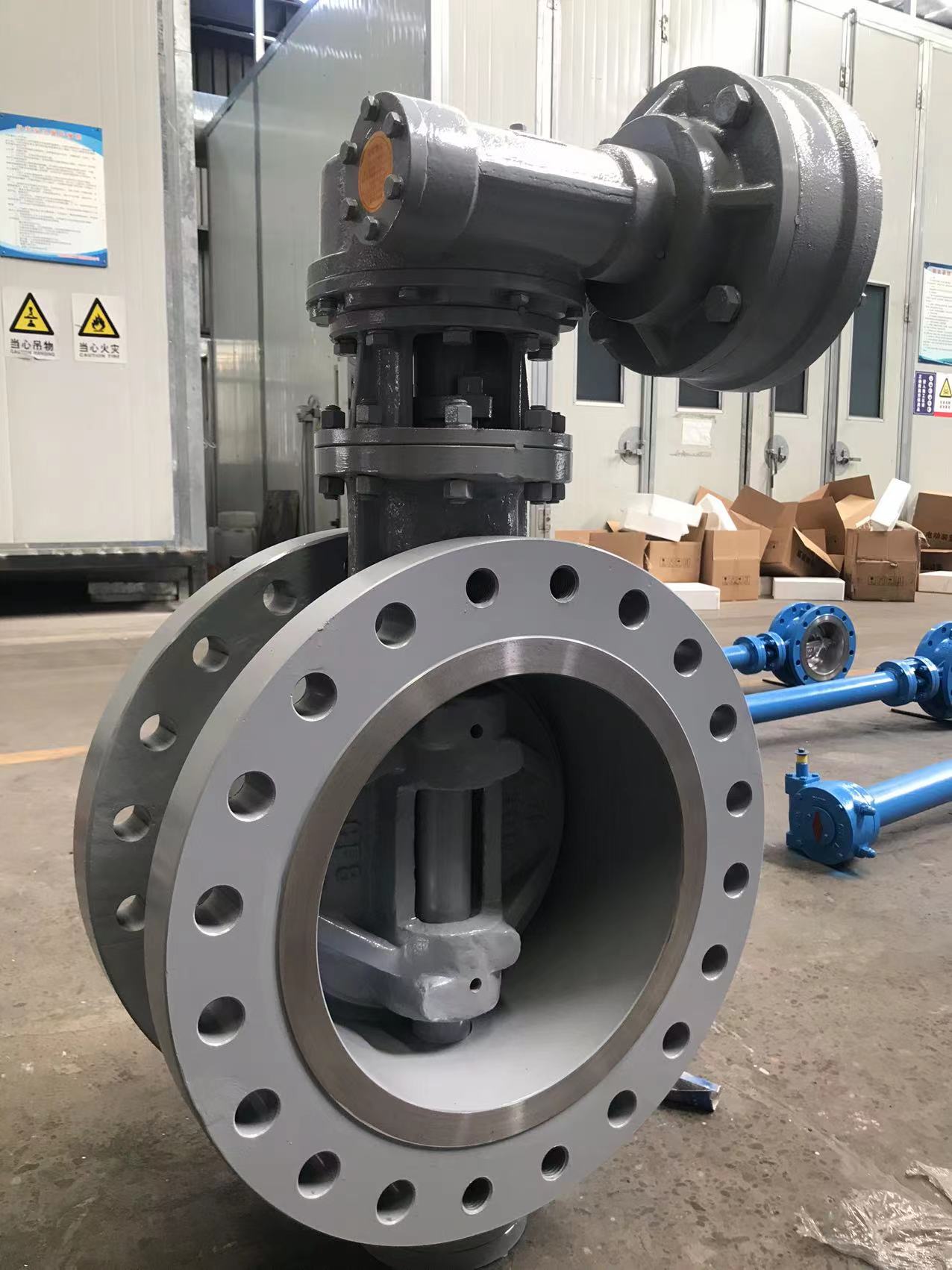 Large diameter API Standard butterfly valve ready to be packed and shipped